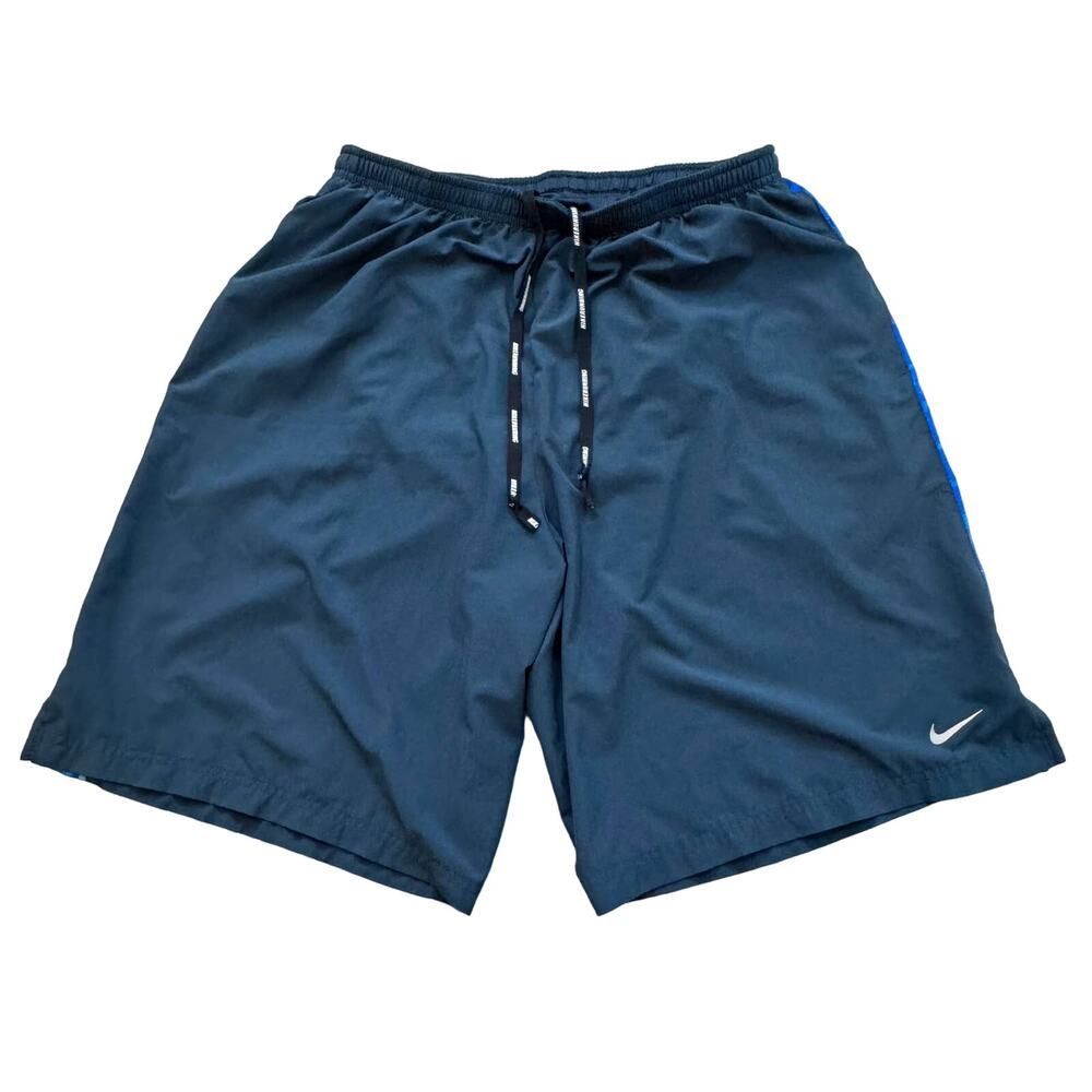 Nike Dri Fit Running Shorts Women’s Size Large Blue Built in Brief Gym Workout - Picture 1 of 10